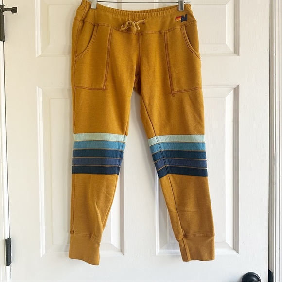 Aviator Nation 5 stripe Sweatpants Unisex Size Medium Rare Casual Athletic Pants - Picture 1 of 5